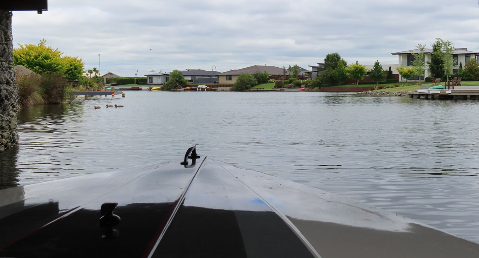 Boat on lake canal banner image