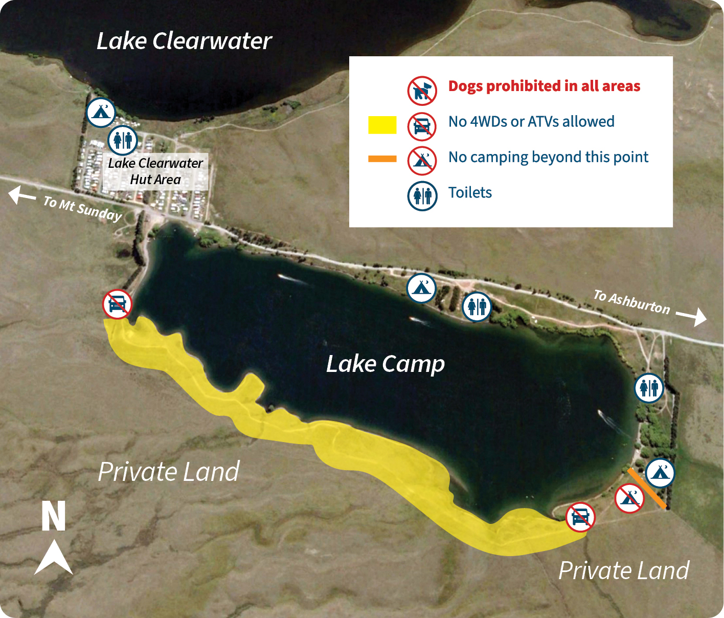 Map of Lake Camp and huts