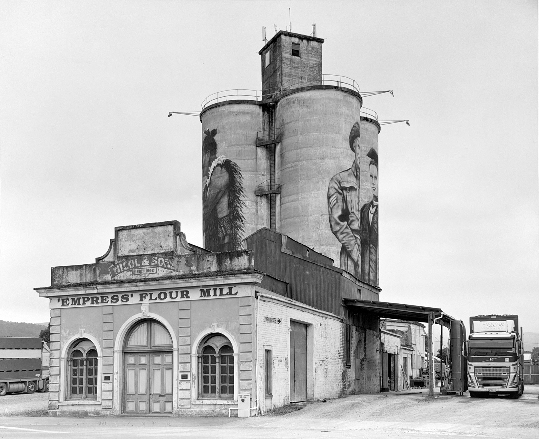 Painted grain silos