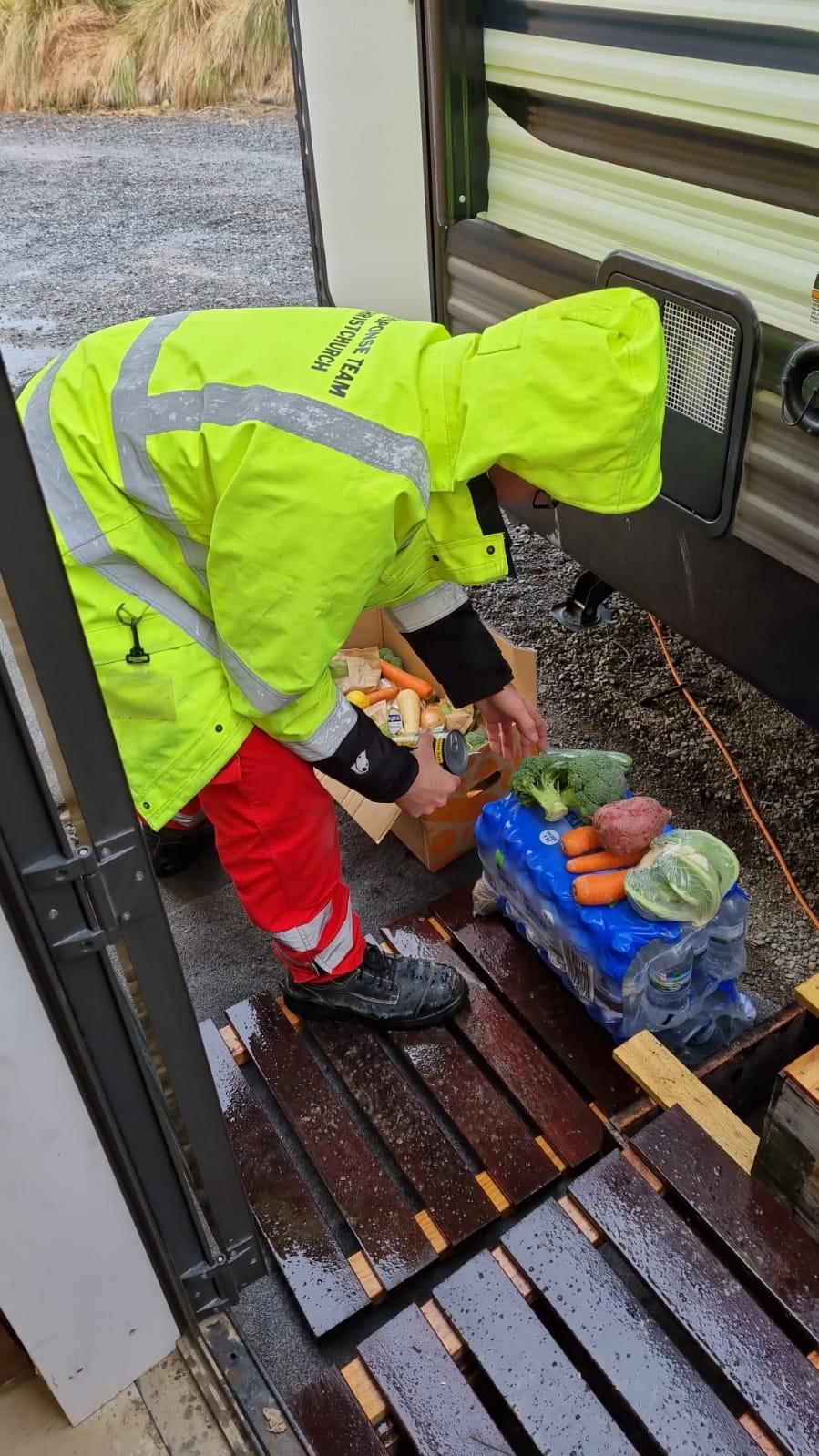 Response Team member delivering food