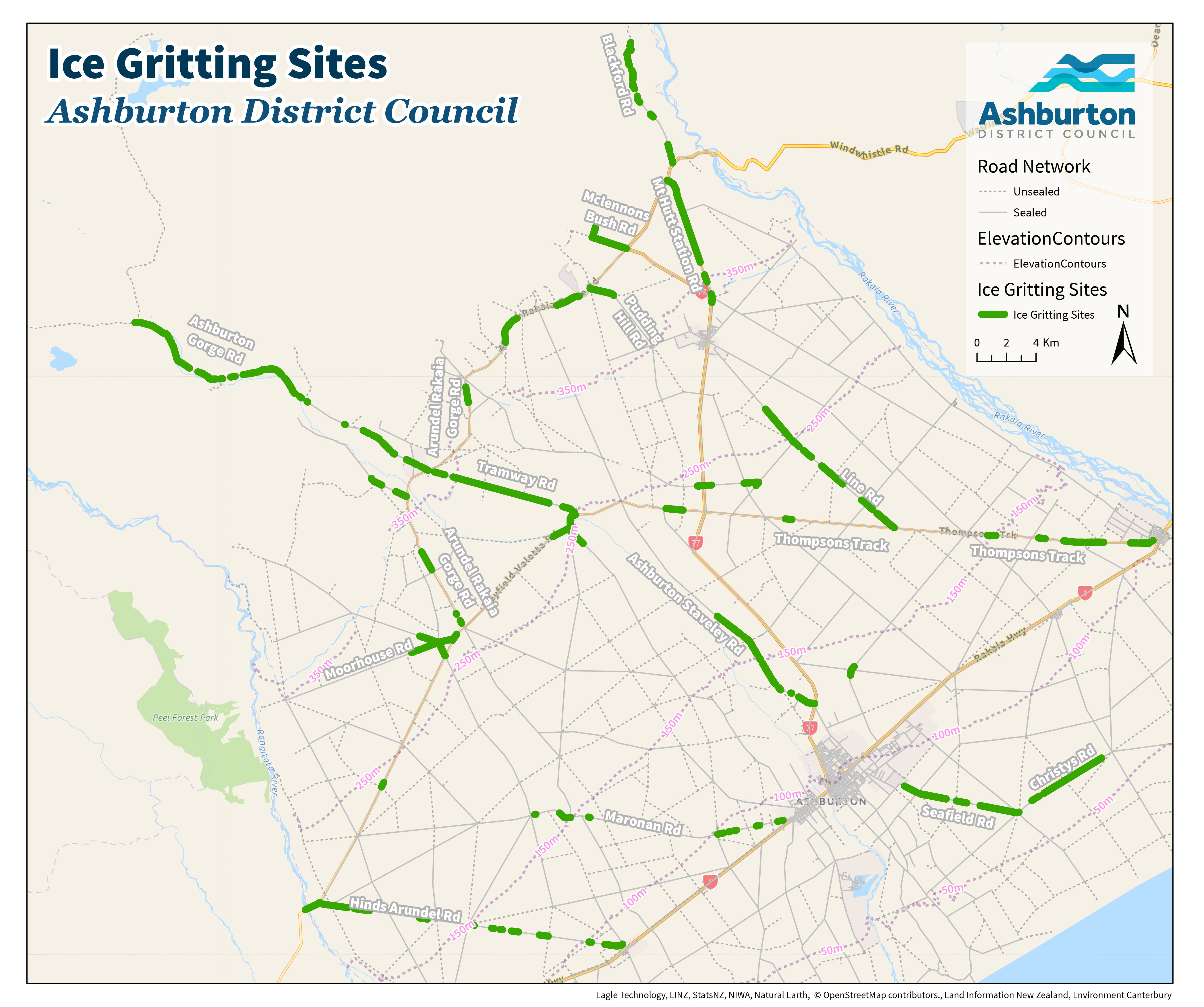 Map of ice gritting sites