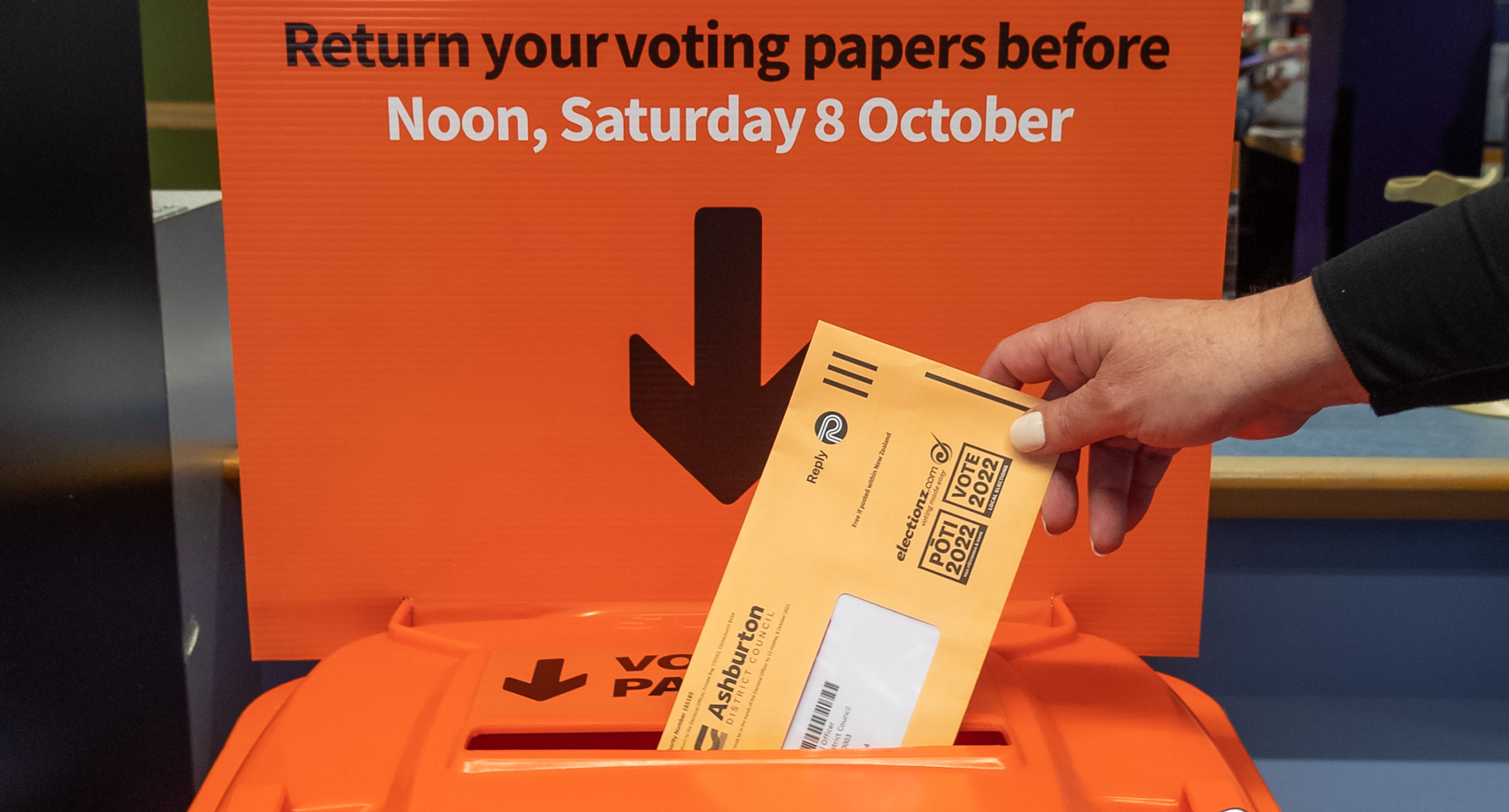 Voting paper going into ballot box