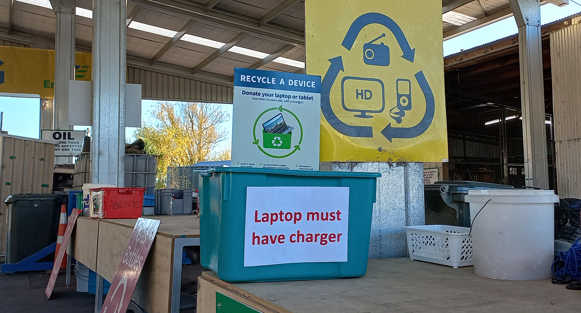 Sign for recycling laptops